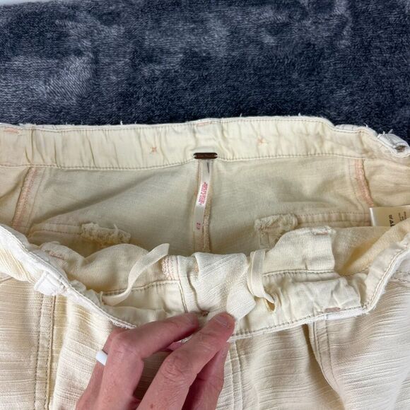 Free People Cargo Distressed Platoon Jogger Pants Pockets XS Button Fly Beige - Picture 6 of 15